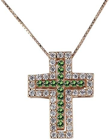 リュイール ネックレス レディース 人気 エメラルド 5月誕生石 10金 クロス メンズ ブランド激安セール会場 ダイヤネックレス 十字架 K10ピンクゴールド