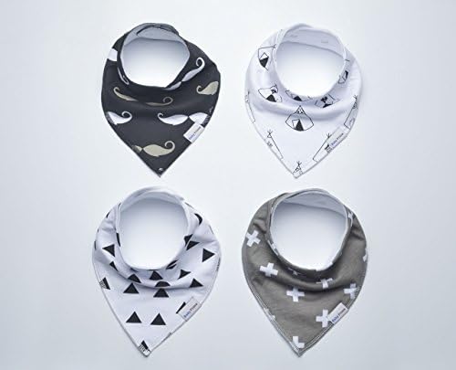 Baby Bandana Drool Bibs, Unisex 4-Pack Gift Set for Drooling and Teething, 100% Organic Cotton, Super Soft and Absorbent, Hypoallergenic - Variety of Options Available by Baby Prime (The Hipster set)