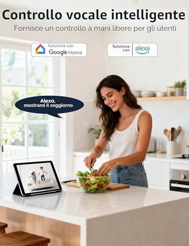 Telecamera Wi-Fi Interno, 1080P FHD Videocamera Sorveglianza per Neonati/Animali con Rilevamento Movimento e Sonoro AI, Visione Notturna, Audio Bidirezionale, Alexa e Google Home, 4-pack