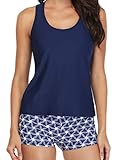 Yonique 3 Piece Athletic Tankini Swimsuit for Women Sport Swimwear with Boyshort