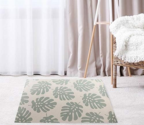 LUUK LIFESTYLE Rug with leave print, 60x90 cm, ideal for bathroom, hall, living room, youth room, nursery, gift