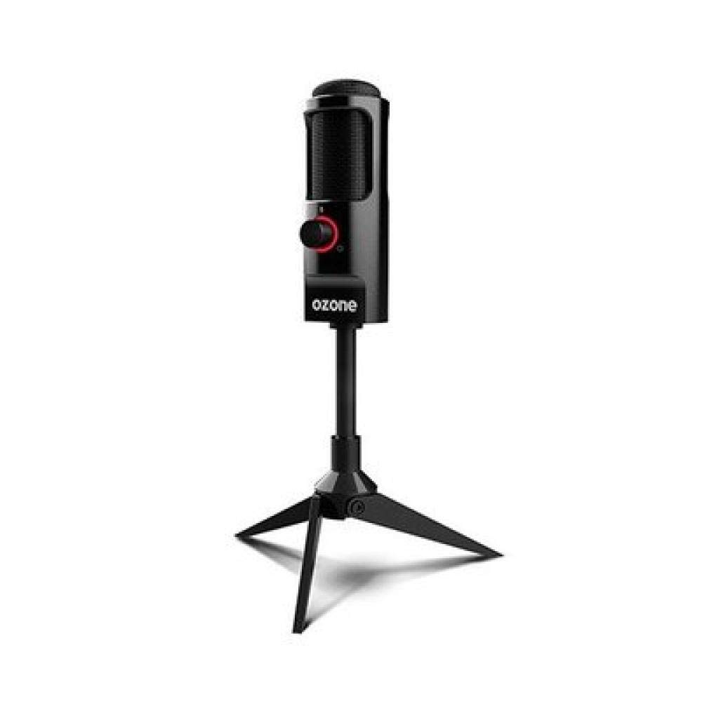 Ozone REC X50 Gaming Microphone - Streaming Microphone - Electrode Condenser, Omni-Bi-Directional Sound, LED Lighting, Stable Stand, USB, Black