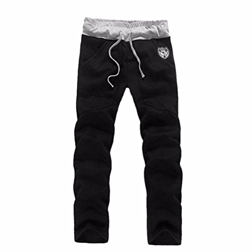 Mens Tracksuit Warm Sport Jogging Sweat Suits Hooded Sweatshirt Hoodies Coat & Bottoms Set (L, Black) - Thumbnail 2