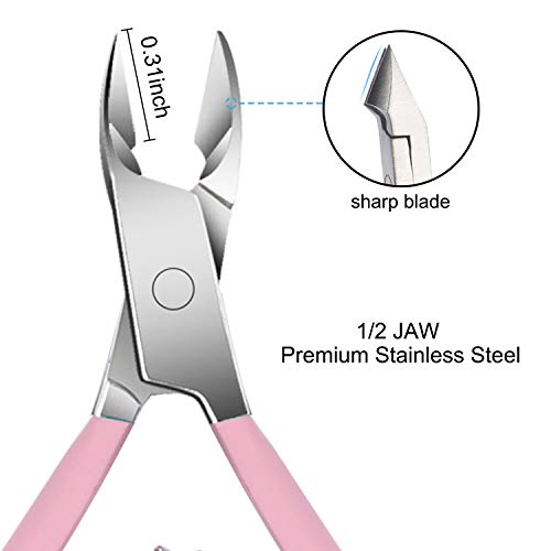 Cuticle Trimmer with Cuticle Pusher - Ejiubas Pink Cuticle Nipper Stainless Steel Nail Clipper Cutter Dead Skin Remover Scissor Manicure Pedicure Tools