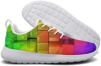 3d Abstract Background Polygonal Fashion Print Athletic Shoes Breathable Mesh Shoes