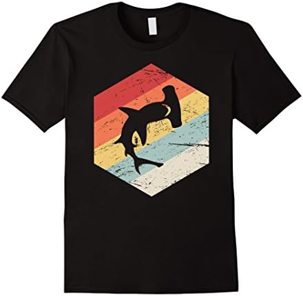 Mens Retro Hammerhead Shark T-Shirt Medium Black