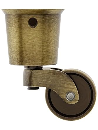 Large Solid Brass Round Cup Caster with 1 1/4" Brass Wheel