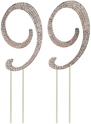 Number 99 Silver Rhinestone Crystal Cake Topper, Numbers, Letters for Wedding, Birthday, Anniversary, Party. Shine &amp; Sparkles. RHINESTONE. BEST OFFER ON AMAZON (Number 99)