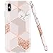 JAHOLAN Compatible iPhone Xs Max Case Bling Glitter Sparkle Rose Gold Marble Design Clear Bumper TPU Soft Rubber Silicone Cover Phone Case for iPhone Xs Max 2018 6.5 inch
