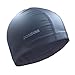 Poqswim Swim Cap with PU Coat Swim Cap(Black)