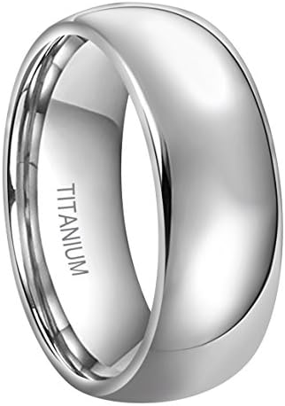 RoyalKay 4mm 6mm 8mm Titanium Wedding Band Ring Men Women Plain Dome Rounded High Polished Comfort Fit Size 4 To 16