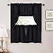 NICETOWN Black Blackout Curtains for Kitchen RV Camper Thermal Inuslated Double Rod Pocket Half Window Tiers for Cafe Short Curtains for Smal Window (1 Pair, 29