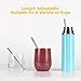 Reusable Metal Straws, Portable Stainless Steel Straw with Key-chain Case, Collapsible Telescopic Drinking Straws for Travel, Black