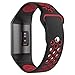 UMTELE Sport Bands Compatible with Fitbit Charge 3 & Charge 3 SE, Soft Silicone Breathable Sport Strap Replacement Wristband for Women Men, Large Small (Black Red1, Large)