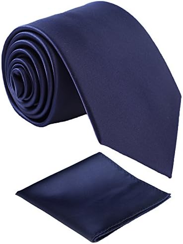 Fortunatever Classical Mens Solid Color Neckties+Pocket Square,Handmade Tie For Men With Gift Box