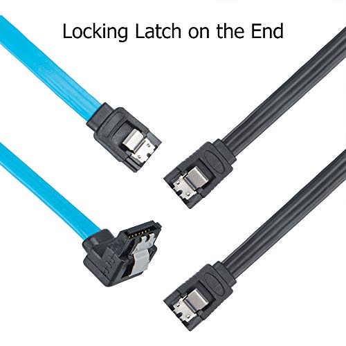 Set of 6, findTop Straight and 90 Degree Right-Angle SATA III Cable 6.0 Gbps with Locking Latch (16 Inch) and SSD Mounting Bracket Kit 2.5" to 3.5" Drive Bay