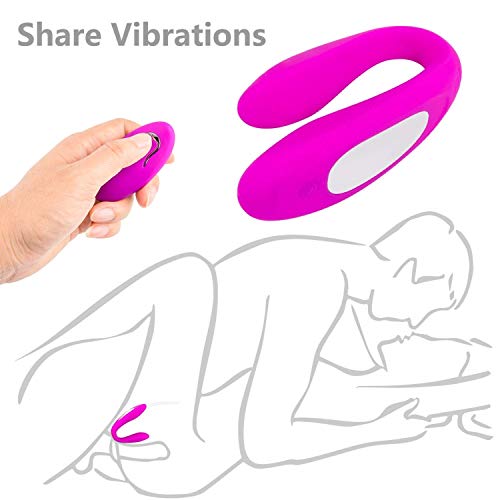 Vibrators Swinging Wireless We Share Vibe Remote Control Vibrator Stimulator Double Vibrators Toys for Couples Tshirt,Vibrators Finger Stimulate Women - Pink 03