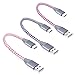 USB C Charger Cable, Pofesun [3-Pack 1ft] USB Type C Fast Charging Cable Nylon Braided Type C Cable Compatible with Galaxy S8 S9 S10 Plus Note 8 9, Pixel 2 XL,LG G5 G6 V20, Moto Z Z2-Pink,Purple,Rose