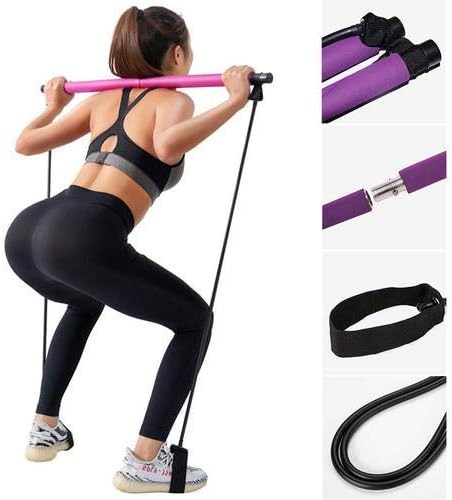 Cokeymove 50pcs Pilates/Long Resistance Band Bar,Women's Fitness Equipment Waist Exercise Chest expander Arm strength Yoga Bar Pilates Stick for Bodybuilding Workout