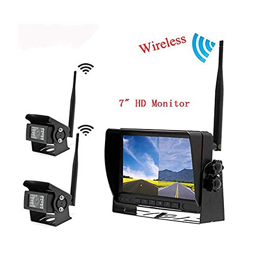 HIkity Digital Wireless Backup Camera System Kit,No Interference,IP68 Waterproof Night Vision Wireless Rear View Camera + 7'' LCD Wireless Reversing Monitor for Truck/Semi-Trailer/Box Truck/RV