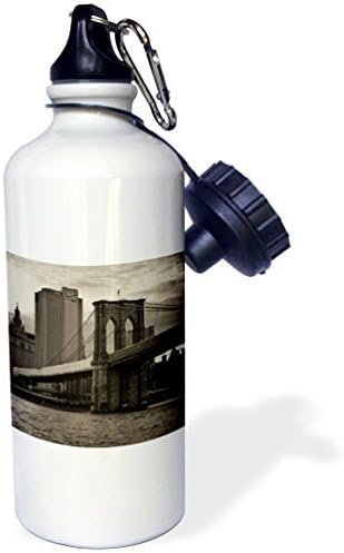Wild Bramble Brooklyn Bridge East River Part of Nyc Skyline In Sepia Sports Water Bottle 21 Oz Twin Sides