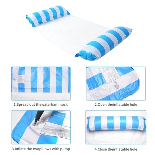 Adult 2-Piece Swimming Pool Buoy, Inflatable Pool Bed, XL 4 in 1 Inflatable Mattress for 2 People, Hammock & Floating Net Rest, Suitable for Summer Pools, Thick PVC
