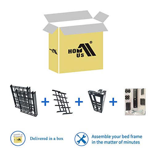 HOMUS King Platform Bed Frame/16 Inch High Sturdy Steel Mattress Base/Easily Assembly 8 Bolts/No Box Spring Needed/Non Slip/Quiet Noise Free/Solid/ Black King