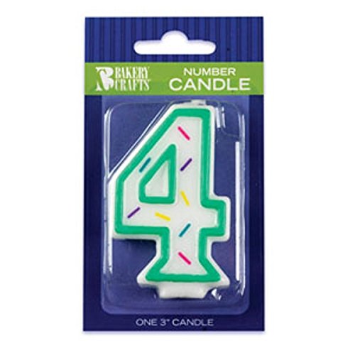 Oasis Supply Number-4 Sprinkle Birthday Candles, 3-Inch