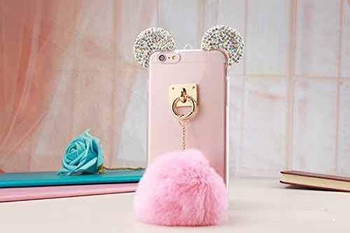 Samsung Galaxy Note 5 Case,Blixy Trendy Bling Crystal Mouse Ear Plush Ball Soft Fluffy Fur Ball Nice Touching Feeling Clear Fit Case For Samsung Galaxy Note 5