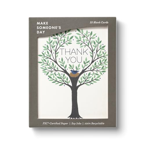 Compendium Boxed Blank Note Cards – 10 Thank You Note Cards – Nested Tree Design