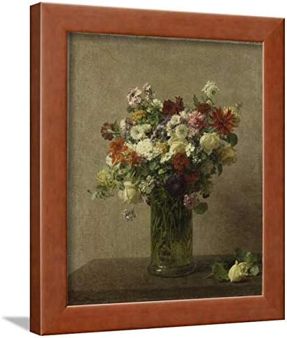 ArtEdge Flowers from Normandy by Henri Fantin-Latour, Brown Wall Art Framed Print, 16x12, Unmatted