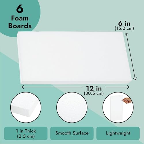 6Pcs Craft Foam Blocks, Floral Arrangement Base, Wedge-Shaped Styrofoam, DIY Flower Craft Foam for Wedding Centerpieces, Bouquets, and Decorative Projects, Sturdy and Lightweight (30.5x15x2.5cm)