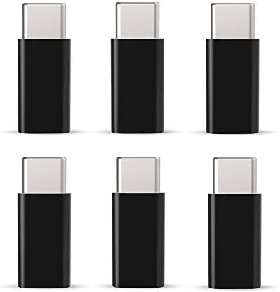 USB Type C Adapter - GLUBEE Micro USB Female to USB-C Male Support Fast Charge and Data Transfer Adapter for Pixel 4, Galaxy S20 Note 10 and More Devices (Set of 6, Black)