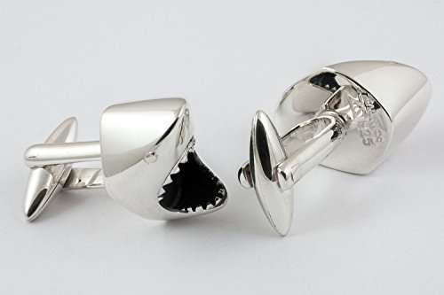 ZAUNICK Great White Shark Cufflinks Sterling Silver