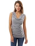 PattyBoutik Women's Cowl Neck Button Sleeveless Top