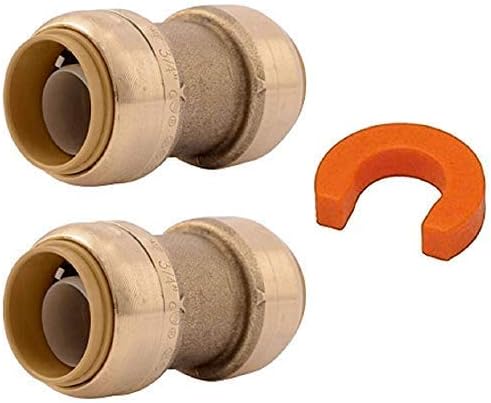3/4" Straight Coupling with Disconnect Tool - Push to Connect Fittings for Copper, PEX, CPVC, HDPE and PE-RT - Lead-Free Brass Fittings for Residential or Commercial Plumbing (2 Pack)