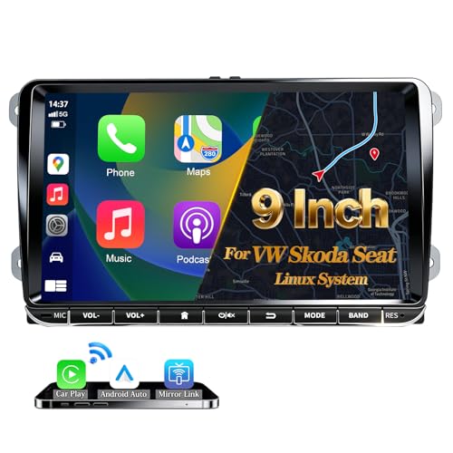 41OC+DcP RL Urvolax Dab+ Autoradio Mit Bildschirm Für Vw Skoda Seat: 9 Zoll Doppel Din Radio Mit Wireless Apple Carplay Android Auto - Linux Auto Radio Für Golf 5 6 T5 Polo 6R Caddy Touran Passat Tiguan Fabia