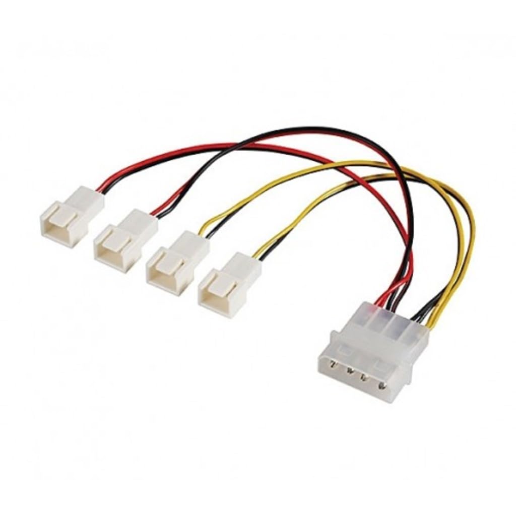 Akasa Multi-fan Adapter with Speed Reduction | 4 pin PSU Molex | Four 3-pin Fans (Speed Reduction on 2 Fans) | AK-CB001