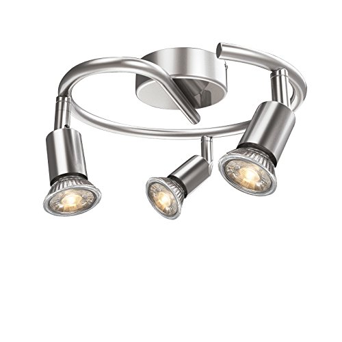 [- LED Deckenleuchte Schwenkbar Rund, Ascher Inkl. 3 x 5W GU10 LED Lampe, 450LM, Warmweiß,230