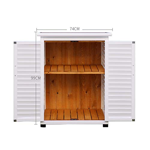 ZHOUAICHENG Gartenschrank Outdoor Rasenschrank Wasserdicht Sonnenschutz Doppeltür Schrägplatte Ölfilzdach… – Bild 3