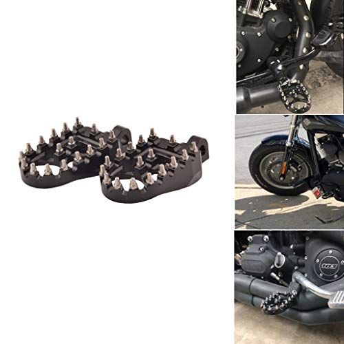 Goldfire Offroad Wide Motorcycle Fat Foot Pegs Pedals, 360° Roating Foot Pedals Footpegs Rests Suit for Harley Davidson Dyna Sportster Bobber (Black) - Thumbnail 7