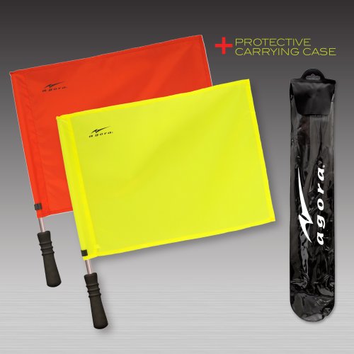 image for AGORA Pro Line Premium Regulation Soccer Referee Flags with Case, Red/