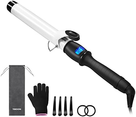 Tiboon Curling Iron with Ceramic Coating, Hair Curling Wand 1.25 inch Dual Voltage with Temperature Control , Auto Shut Off for All Types of Hair