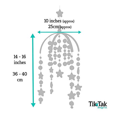 Tik Tak Design Co. Baby Crib Mobile - 100% NZ Wool Colored Felt Ball Mobile for Your Boy or Girl Babies Bed Room - Designer Colors to Match Your Nursery and Delight Your Child (Monochrome)