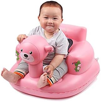 ROYEOM Portable Inflatable Baby Sitting Chair Kids Bath Sofa Learn Seat Bean Bags (Pink Bear)