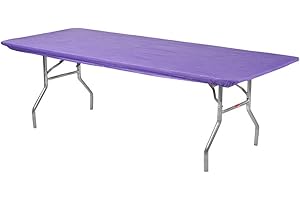 Kwik-Covers 8' Rectangle Plastic Table Covers 30" x 96", Bundle of 5 (Purple)