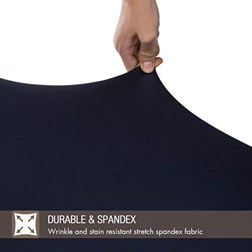 VEEYOO Spandex Table Cover 4/6/8 Feet Stretch Fitted Polyester Tablecloth, Durable Table Cover for Party Wedding Celebration Buffet Trade Shows, 6ft Table Cover (72 x 30 x 30 inch), Navy Blue