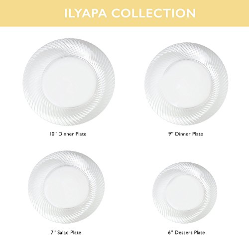 Ilyapa Disposable Clear Plastic Plates Pack Of 100 for Dinner Party or