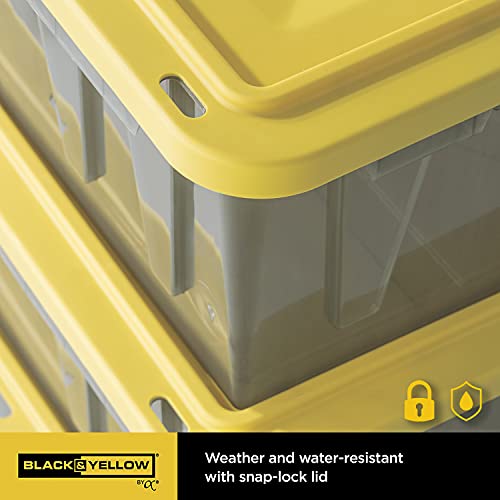 Tinted Black & Yellow Storage Containers with Lids, Stackable (15