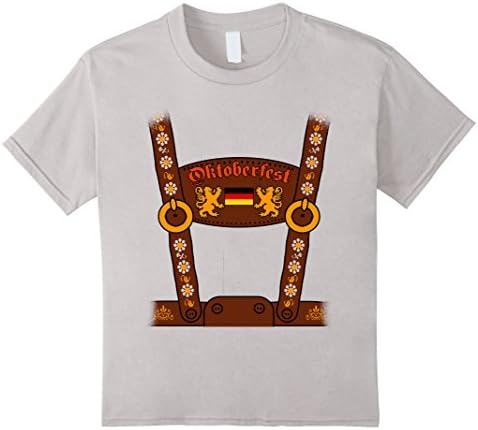 Kids German Lederhosen Oktoberfest Costume Funny T-Shirt 4 Silver